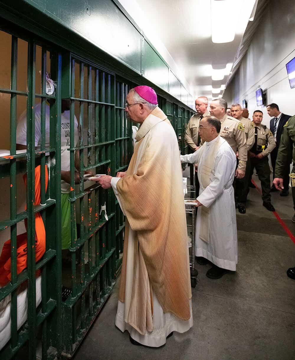 Archbishop José H. Gomez visits the Men’s Central Jail on Christmas Day