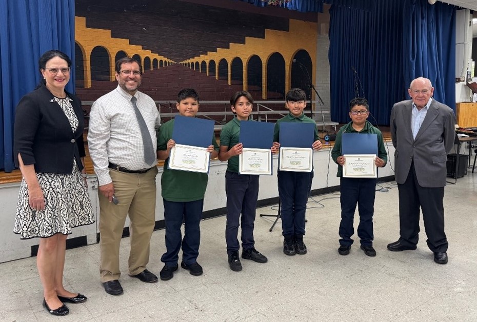 LtoR: Tanina Naaman, Principal Mario Landeros, Joseph O., Ernesto A., Nicholas G., Jonathan
V., and Dr. P.J. Wade MD.