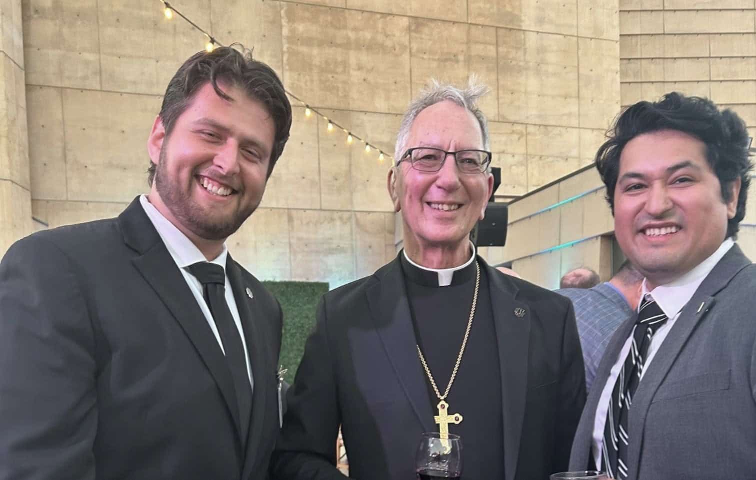 Seminarian George Gomez, Biship Marc Vincent Trudeau & William Cruz